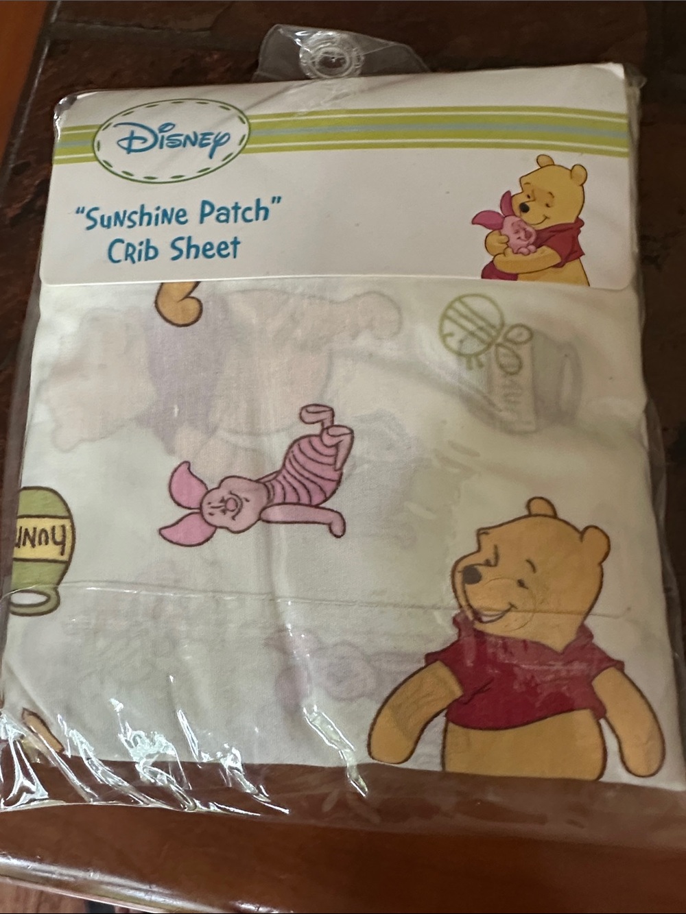 Disney Winnie the Pooh Crib Sheet – White with Yellow & Pink Accents